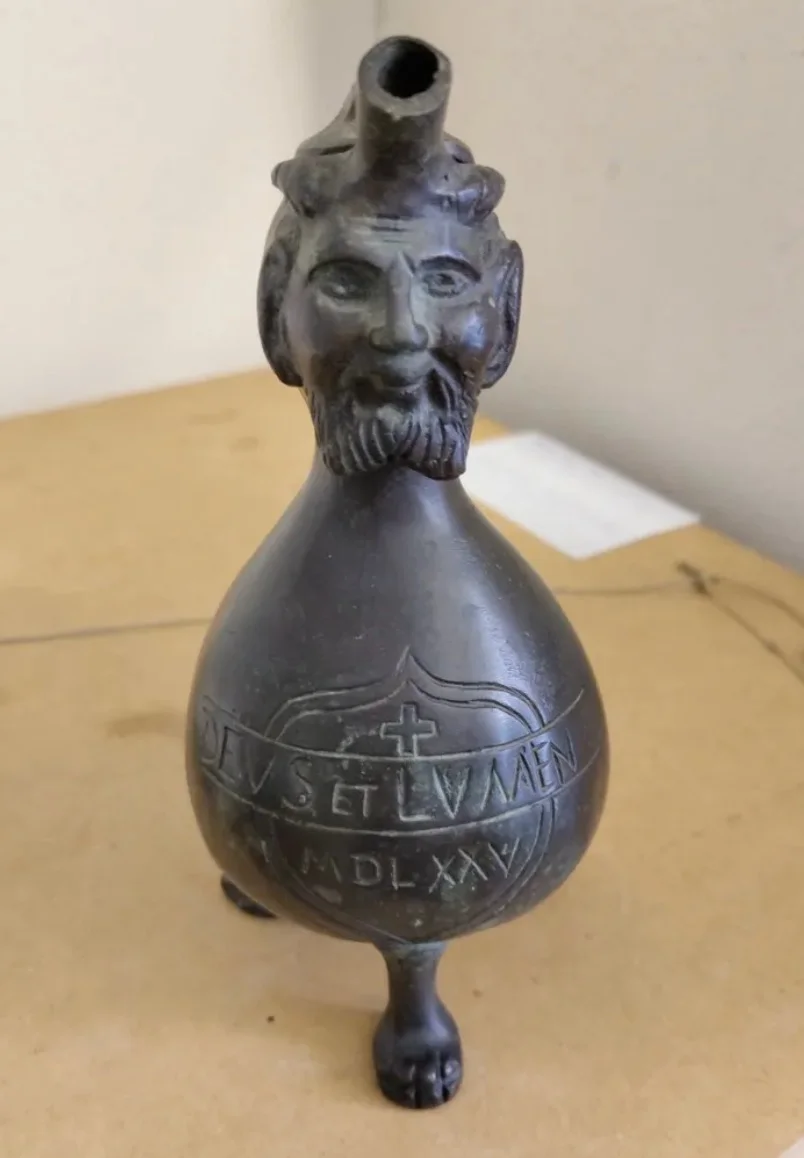 Bronze Aquamanile Ewer "Deus et Lumen" — Cast after Renaissance Original, Dated MDLXXV (1575), ca. 1900