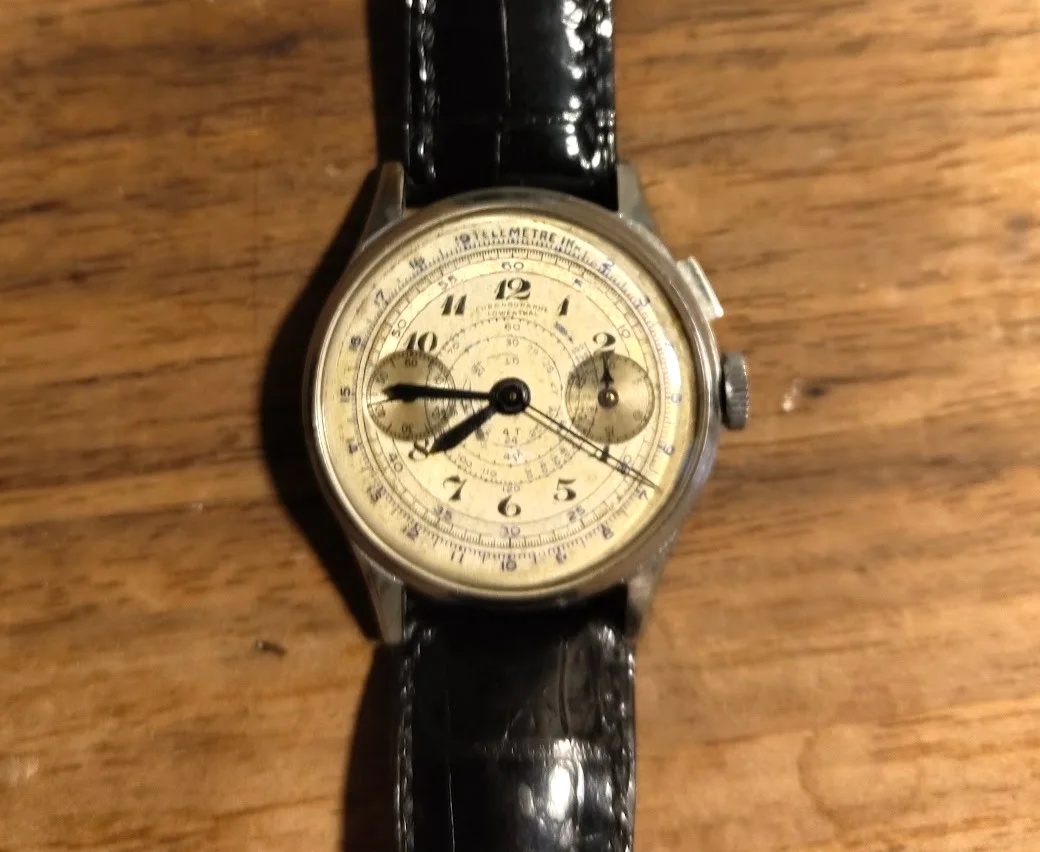 Chronographe Lowenthal — Vintage Tachymeter/Telemeter Chronograph, Stainless Steel, ca. 1940