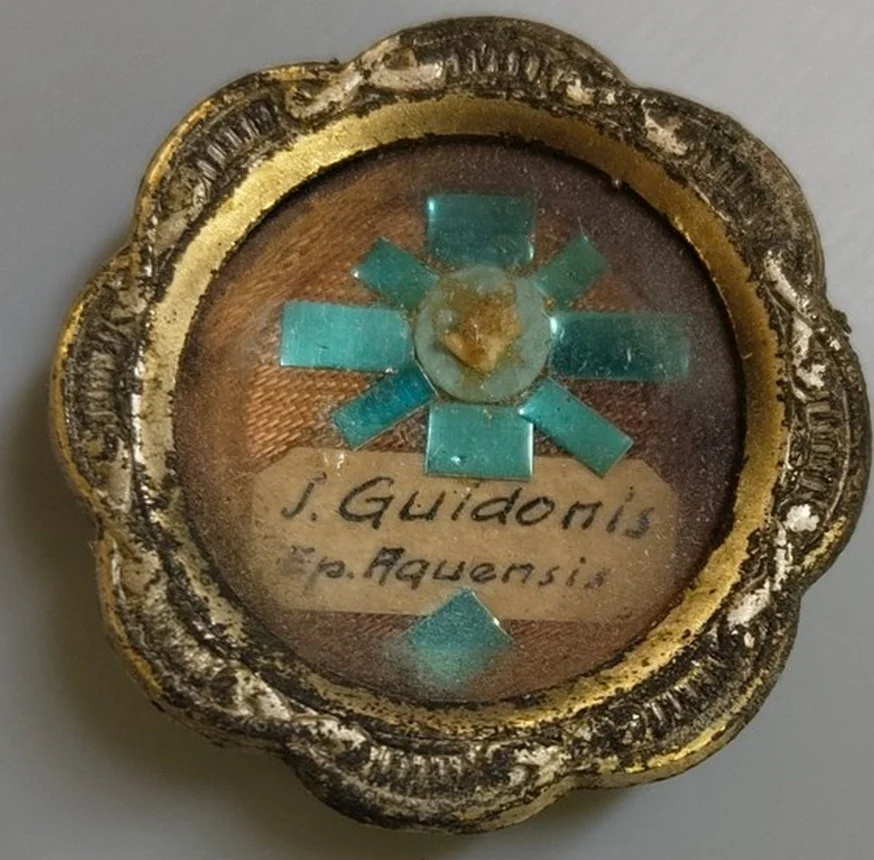 Antique Italian Reliquary Medallion — Saint Guido of Acqui, ca. 1860–1920