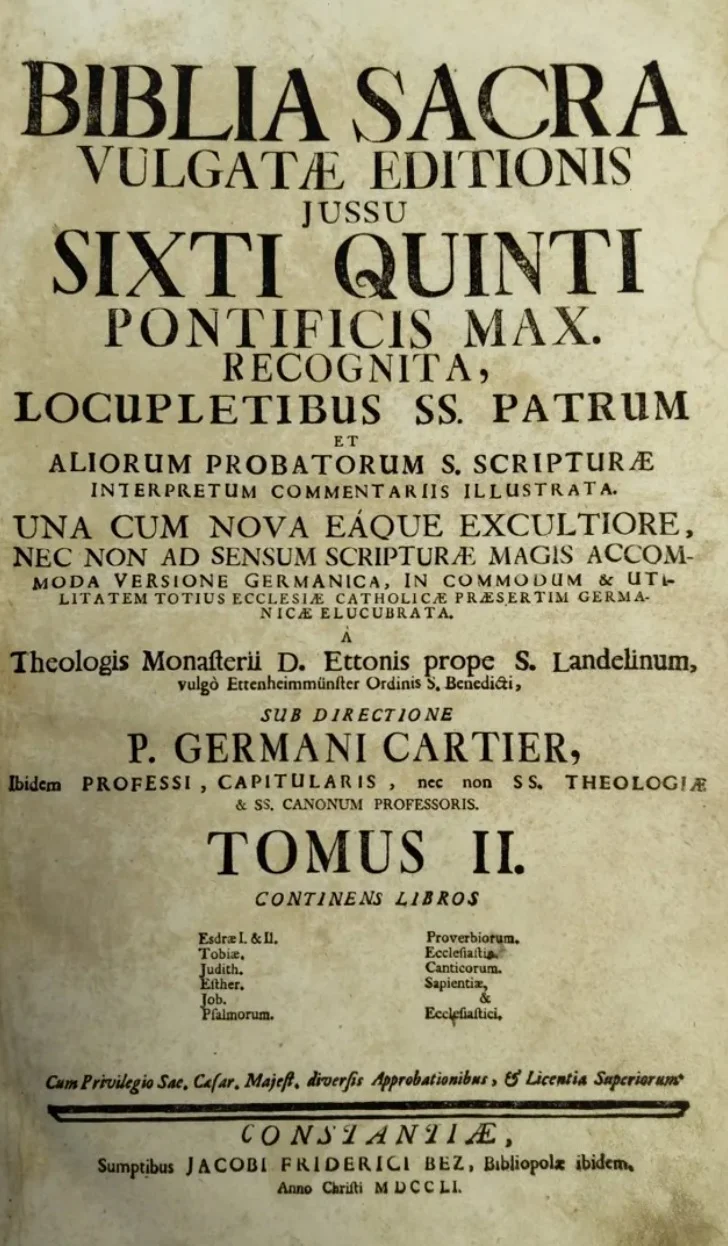 Biblia Sacra Vulgatae Editionis — Tomus II — Constance 1751, Benedictine Edition with German Translation