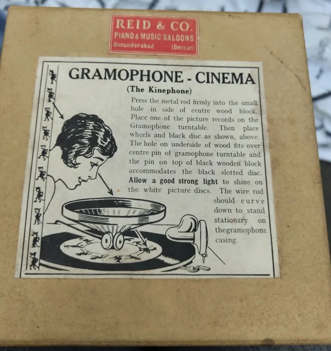 The Kinephone (Gramophone-Cinema) – Optical Toy, Reid & Co. Secunderabad, British India, c. 1920
